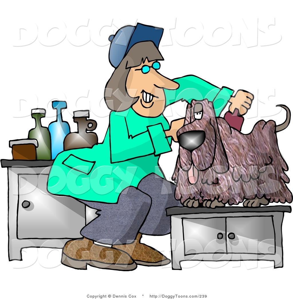 1024x1044 Doggy Clipart Of A Dog Groomer Cutting And Combing A Shaggy Dog'S