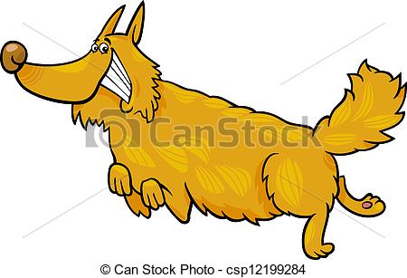450x307 Happy Shaggy Running Dog. Cartoon Illustration Of Funny Vector