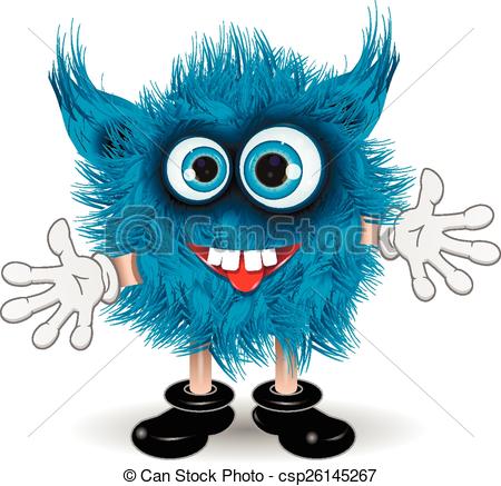 450x437 Illustration Fairy Shaggy Blue Monster With Blue Eyes Clip Art