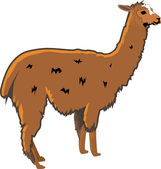 564x595 Shaggy Brown Llama Clip Art