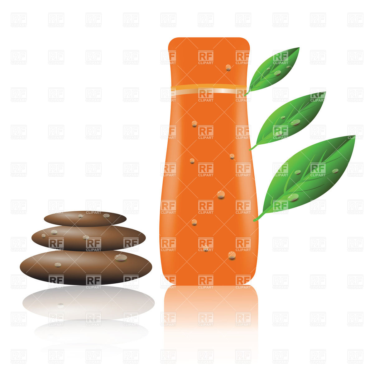 1200x1200 Orange Bottle Of Shampoo With Leaves And Zen Stones Royalty Free