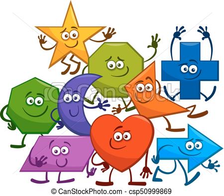 450x394 Cartoon Geometric Shapes Characters. Cartoon Illustration