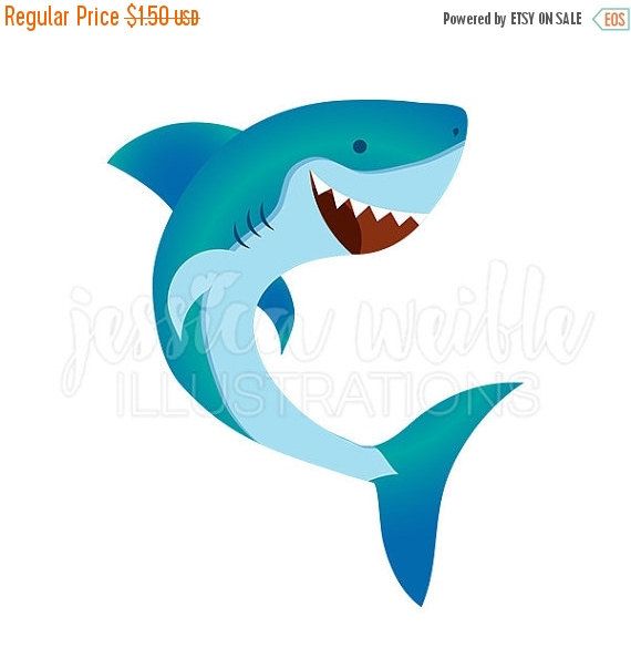 570x604 Happy Shark Cute Digital Clipart, Cute Shark Clip Art, Shark
