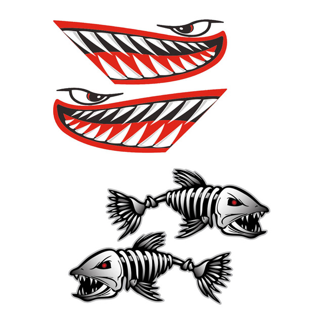 640x640 New 4 Pcs Kayak Canoe Boat Shark Teeth Mouth With Fish Skeleton
