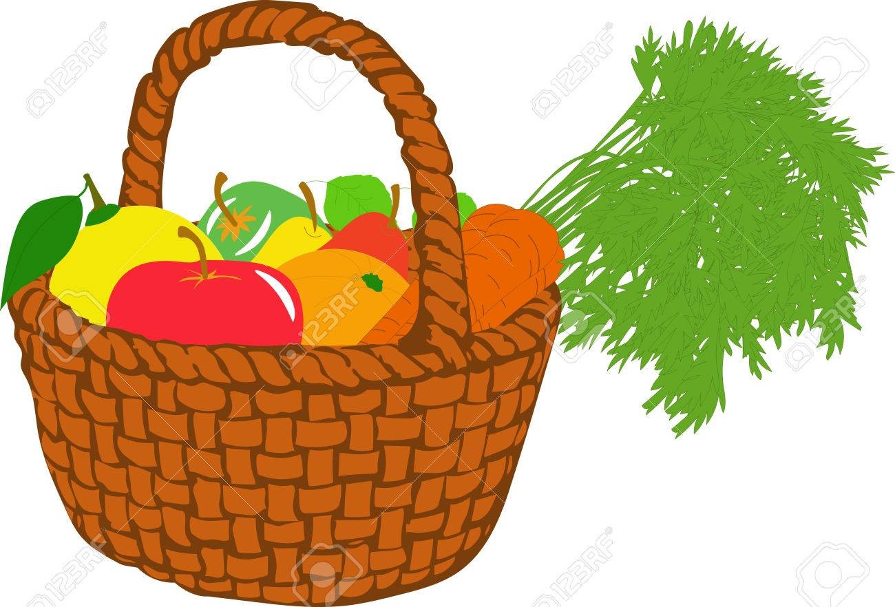 1300x882 Fruit Basket Icon Flat Cartoon Style Jewish Holiday Shavuot Food