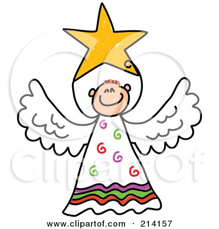 450x470 Clipart Stick Angel Girl With Pink Hair