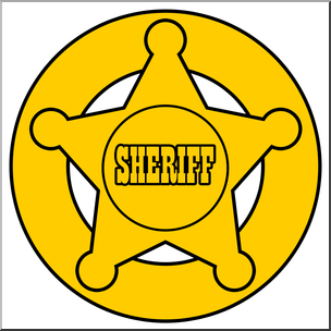 304x304 Clip Art Western Theme Sheriff's Badge Color I