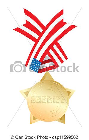 299x470 Golden Sheriff Star Medal With Usa Ribbon Stock Illustration