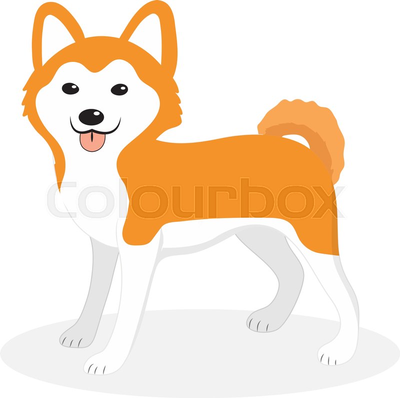 800x797 Akita Inu Breed Dog Icon, Flat, Cartoon Style. Cute Puppy Isolated