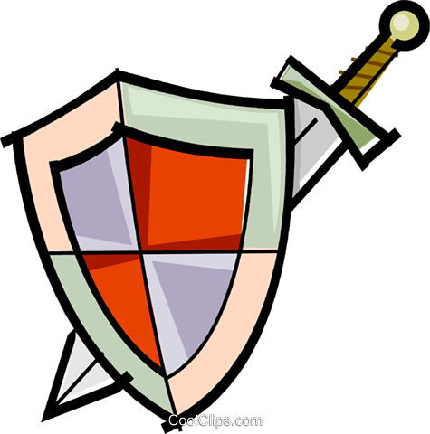 475x480 Sword And Shield Royalty Free Vector Clip Art Illustration