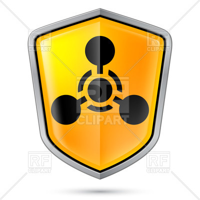 400x400 Chemical Weapon Symbol On Yellow Shield Icon Royalty Free Vector
