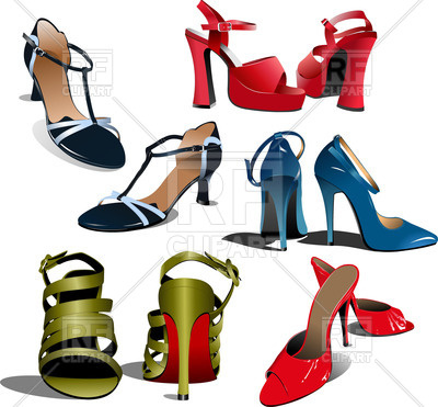 400x371 Collection Of Stylish High Heel Female Shoes Royalty Free Vector