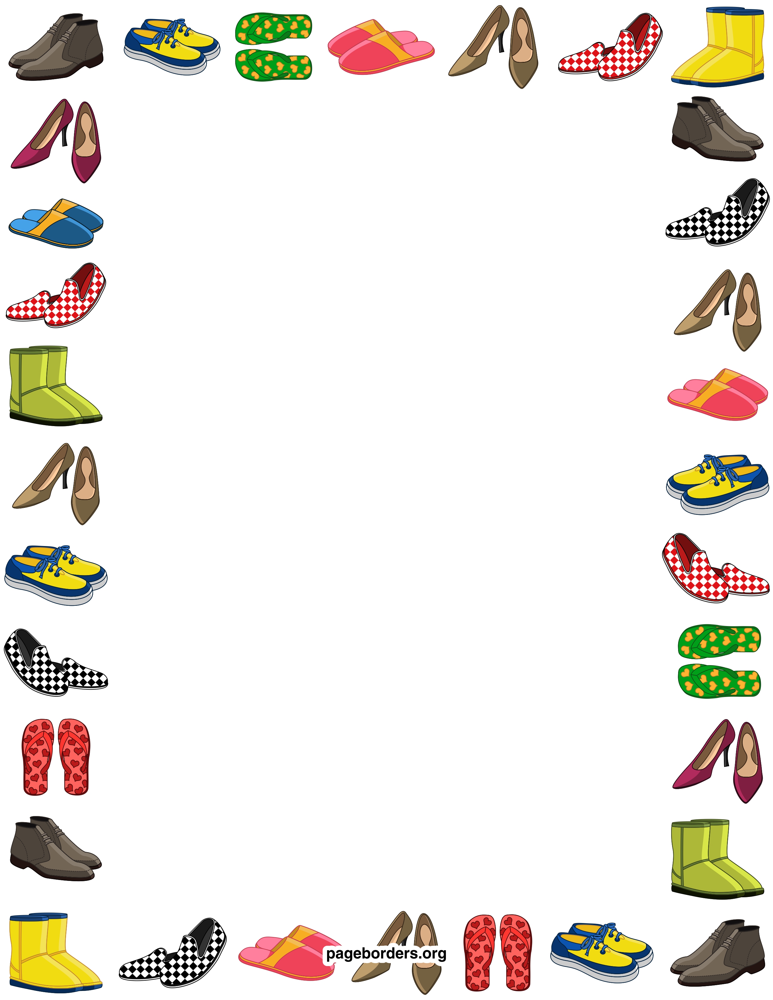 2550x3300 Shoe Border Clip Art Shoe Print Border Clipart 1