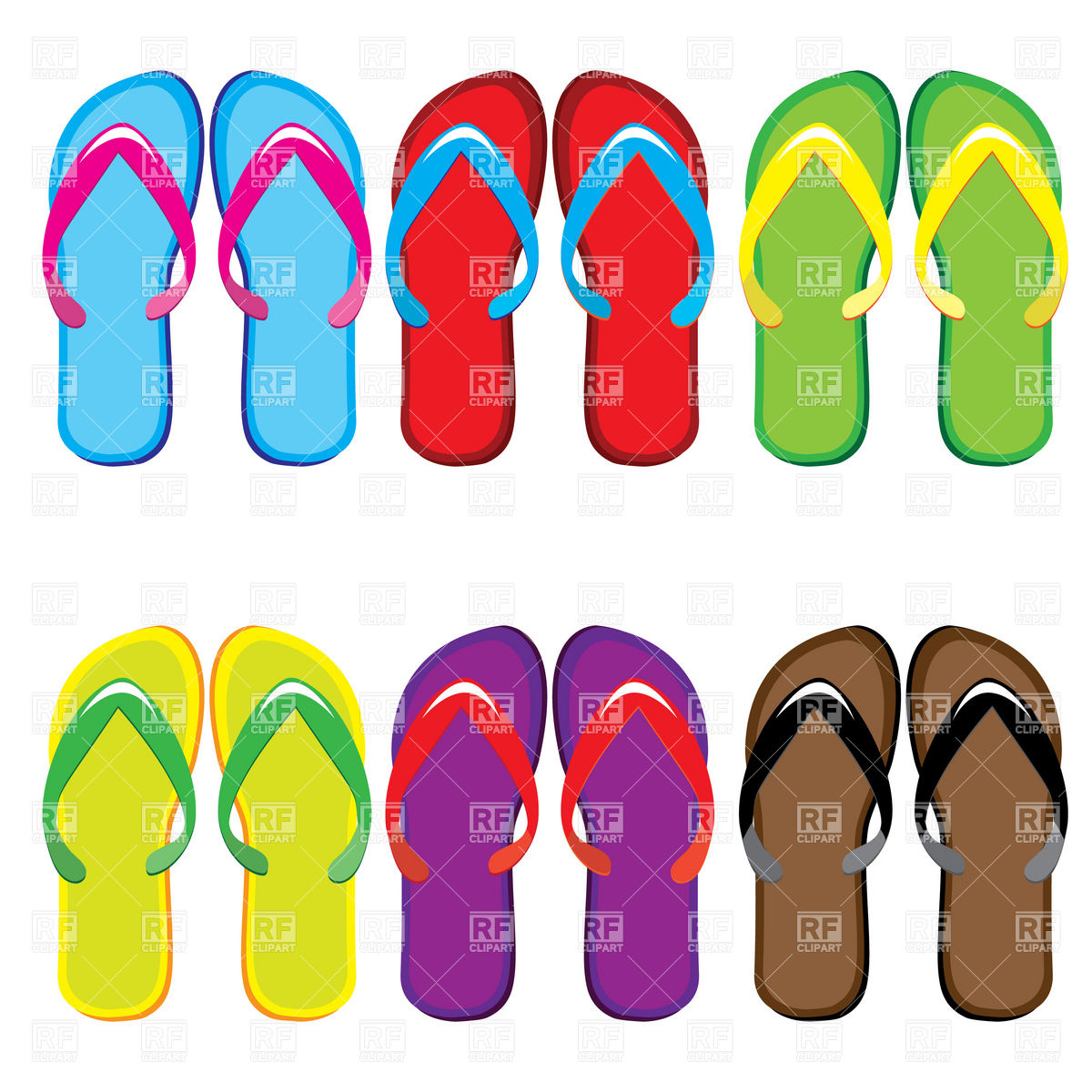 1200x1200 Colorful Thongs Shoe Blank Templates Royalty Free Vector Clip Art