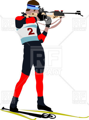 298x400 Biathlon Athlete Shooting Royalty Free Vector Clip Art Image