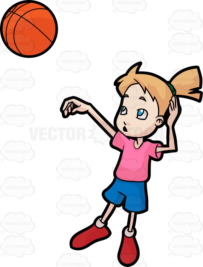 777x1024 A Girl Playing Basketball Cartoon Clipart Vector Toons
