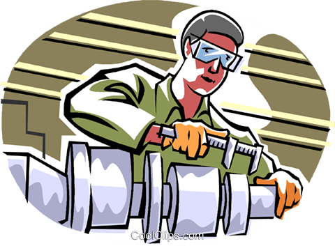 480x353 Machine Shop Worker Royalty Free Vector Clip Art Illustration