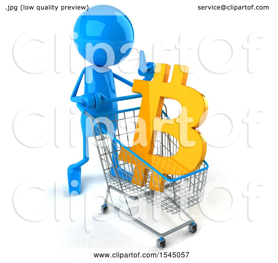 1080x1024 Clipart Of A 3d Blue Man With A Shopping Cart With A Bitcoin