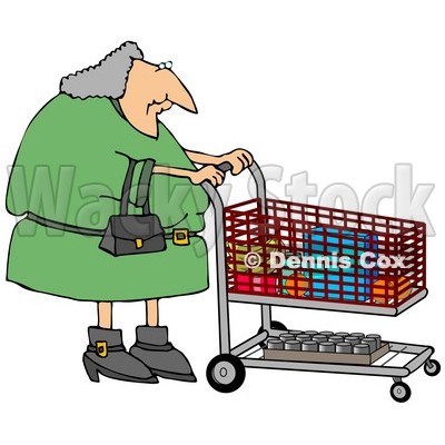 400x400 Gray Haired Woman Pushing A Shopping Cart In A Grocery Store