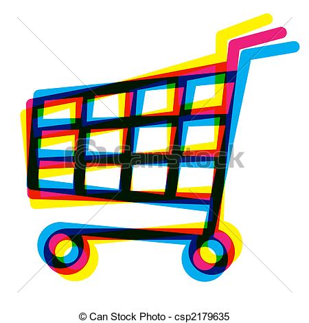 450x470 Out Of Register Shopping Cart, Cymk Style Stock Illustrations