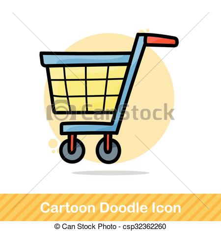 450x470 Shopping Cart Color Doodle Clip Art Vector