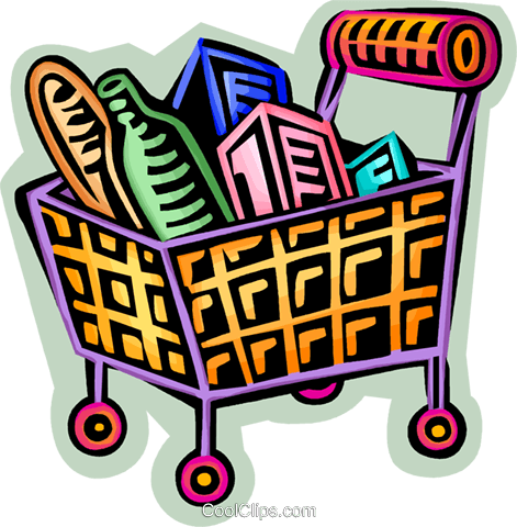 471x480 Shopping Cart Filled With Food Royalty Free Vector Clip Art