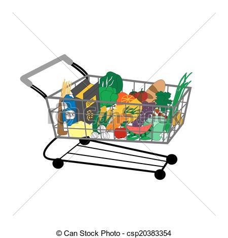 450x470 Vector Illustration Of Shopping Cart Full Of Food Clipart Vector