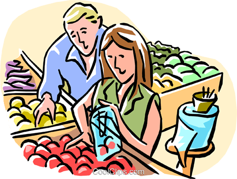 480x363 Couple Grocery Shopping Royalty Free Vector Clip Art Illustration