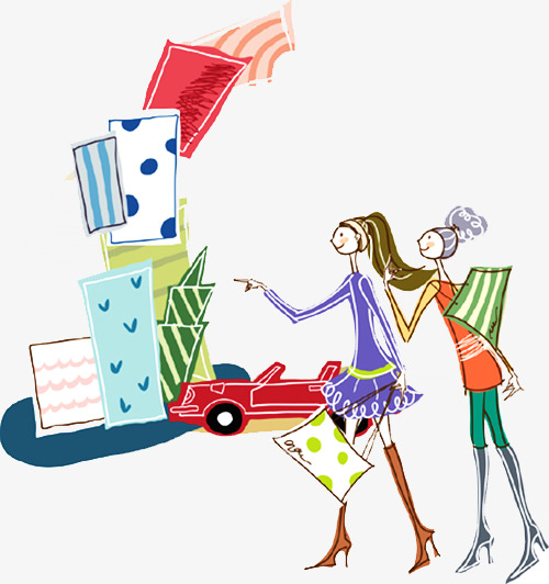 500x532 Painted Girls Shopping Mall, Illustration, Painting, Red Car Png