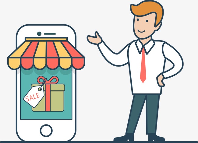 650x470 Vector Mobile Shopping Mall Man, Business Man, Mobile Shopping