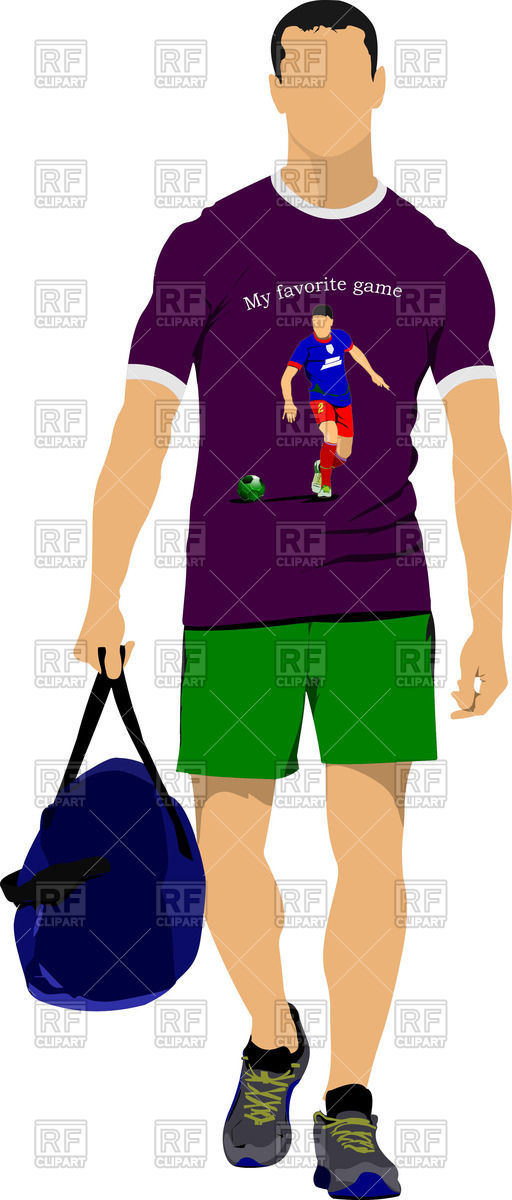 512x1200 Sportsman In Shorts And T Shirt With Sports Bag Royalty Free