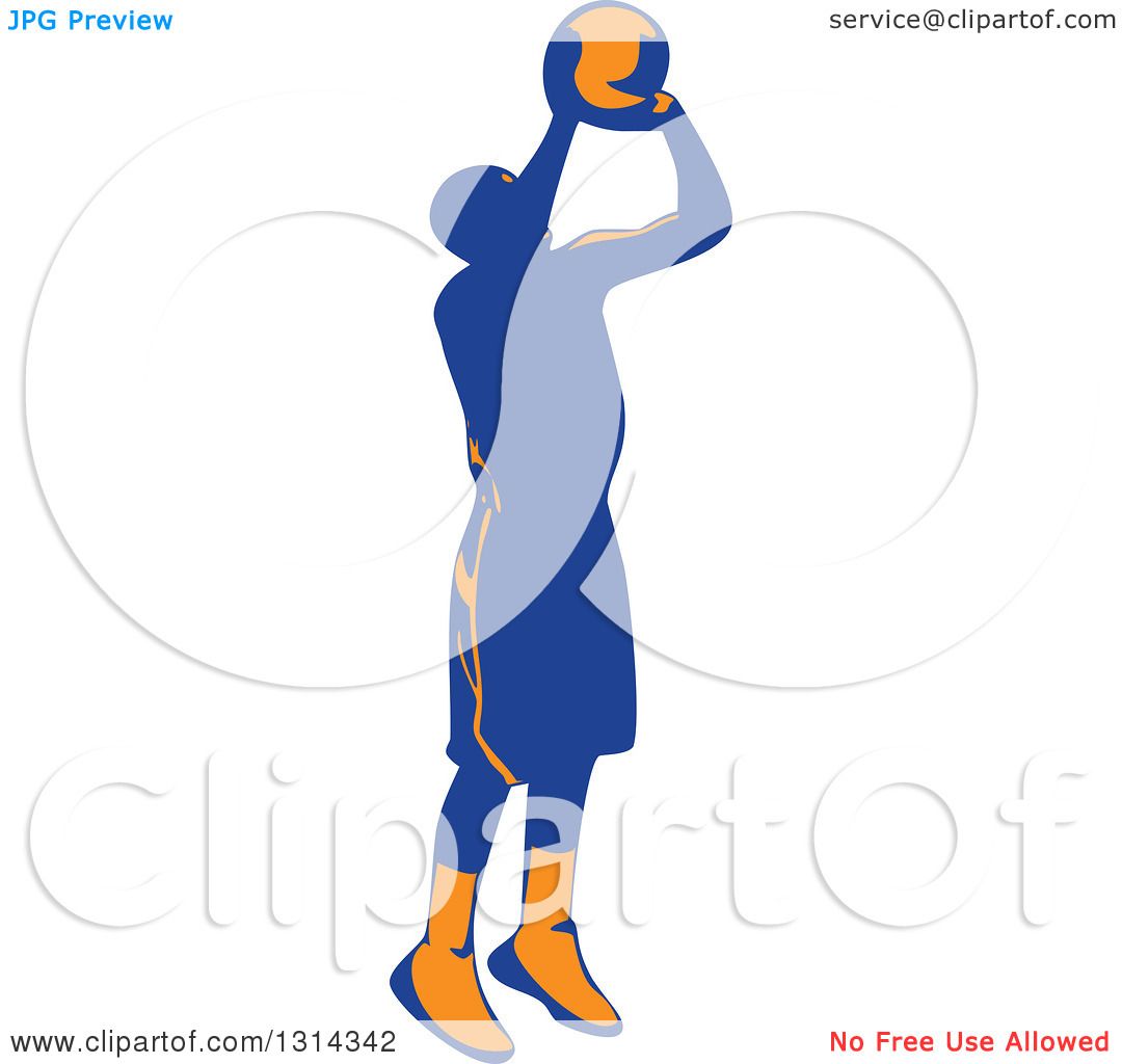 1080x1024 Clipart Of A Retro Male Basketball Player Doing A Jump Shot 4