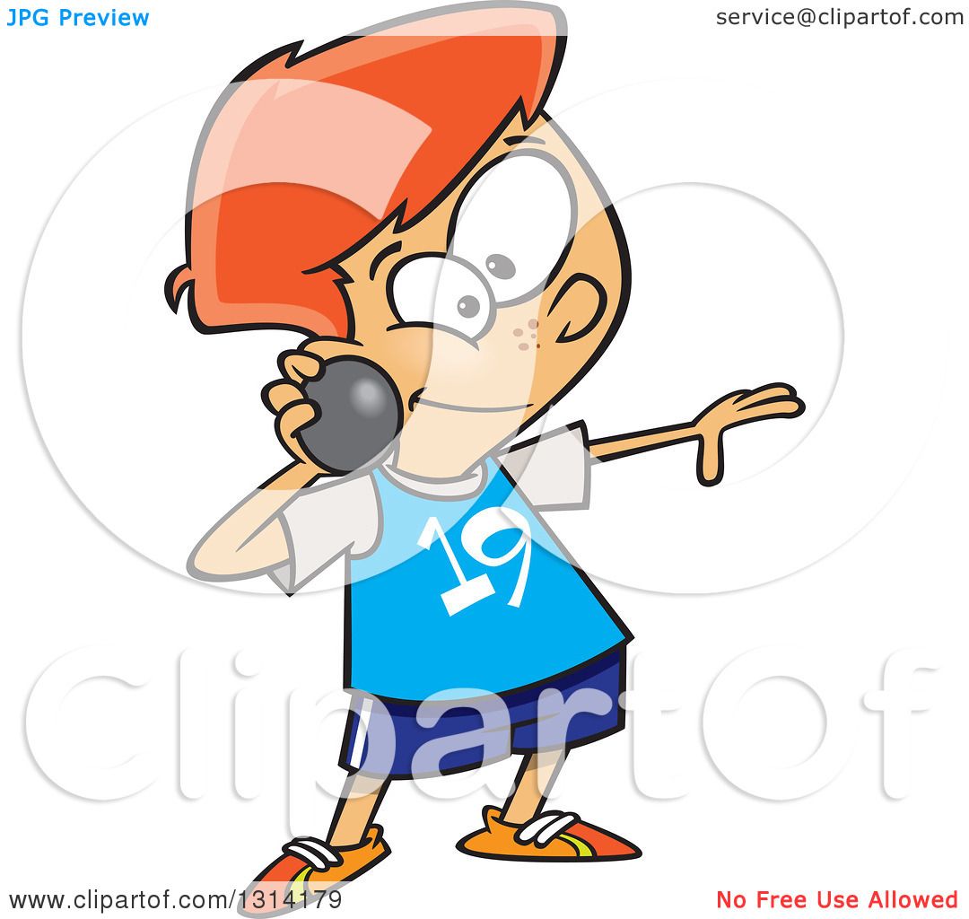 1080x1024 Clipart Of A Track And Field Red Haired White Boy Throwing A Shot