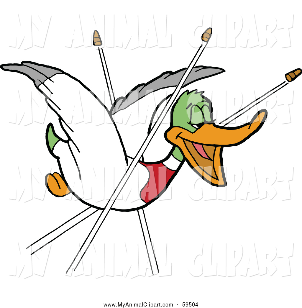 1024x1044 3d Vector Clipart Of An Oblivious Duck Being Shot