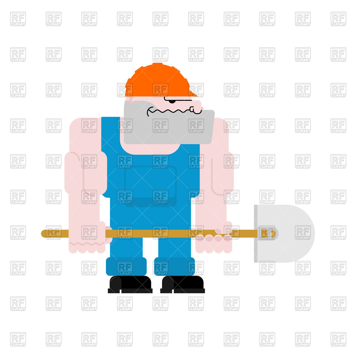 1200x1200 Road Worker With Shovel Royalty Free Vector Clip Art Image