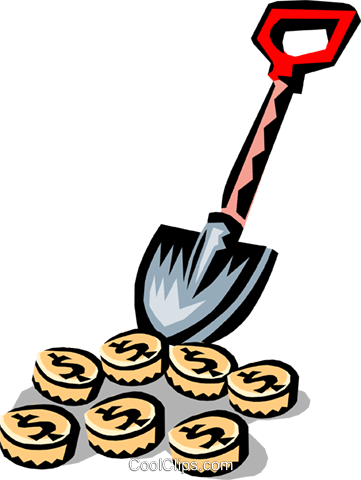 361x480 Shovel Digging For Money Royalty Free Vector Clip Art Illustration