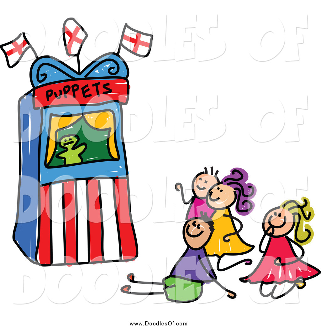 1024x1044 Vector Clipart Of A Doodle Of Kids Watching A Puppet Show By
