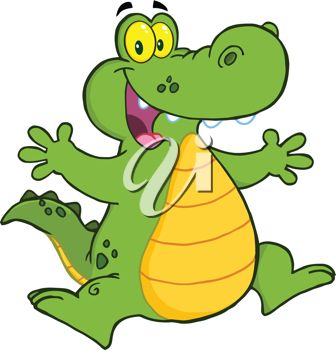 336x350 Picture Of A Cartoon Alligator Jumping In The Air In A Vector Clip
