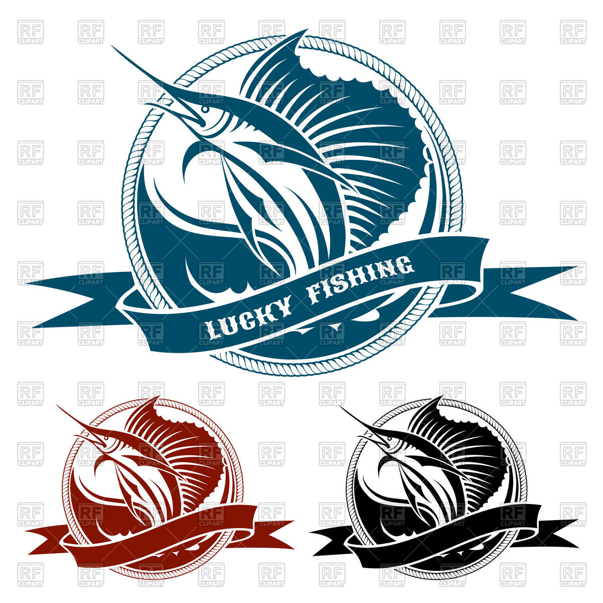 1200x1200 Retro Labels With Jumping Fish