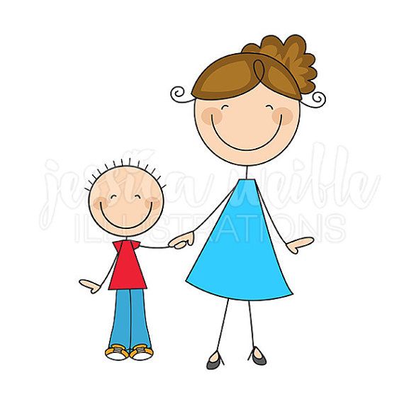 570x570 Mom And Son Stick Figures Cute Digital Clipart