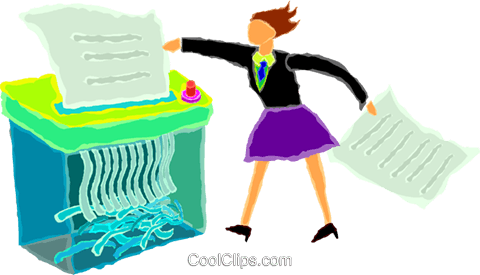 480x275 Woman Shredding Paper Royalty Free Vector Clip Art Illustration