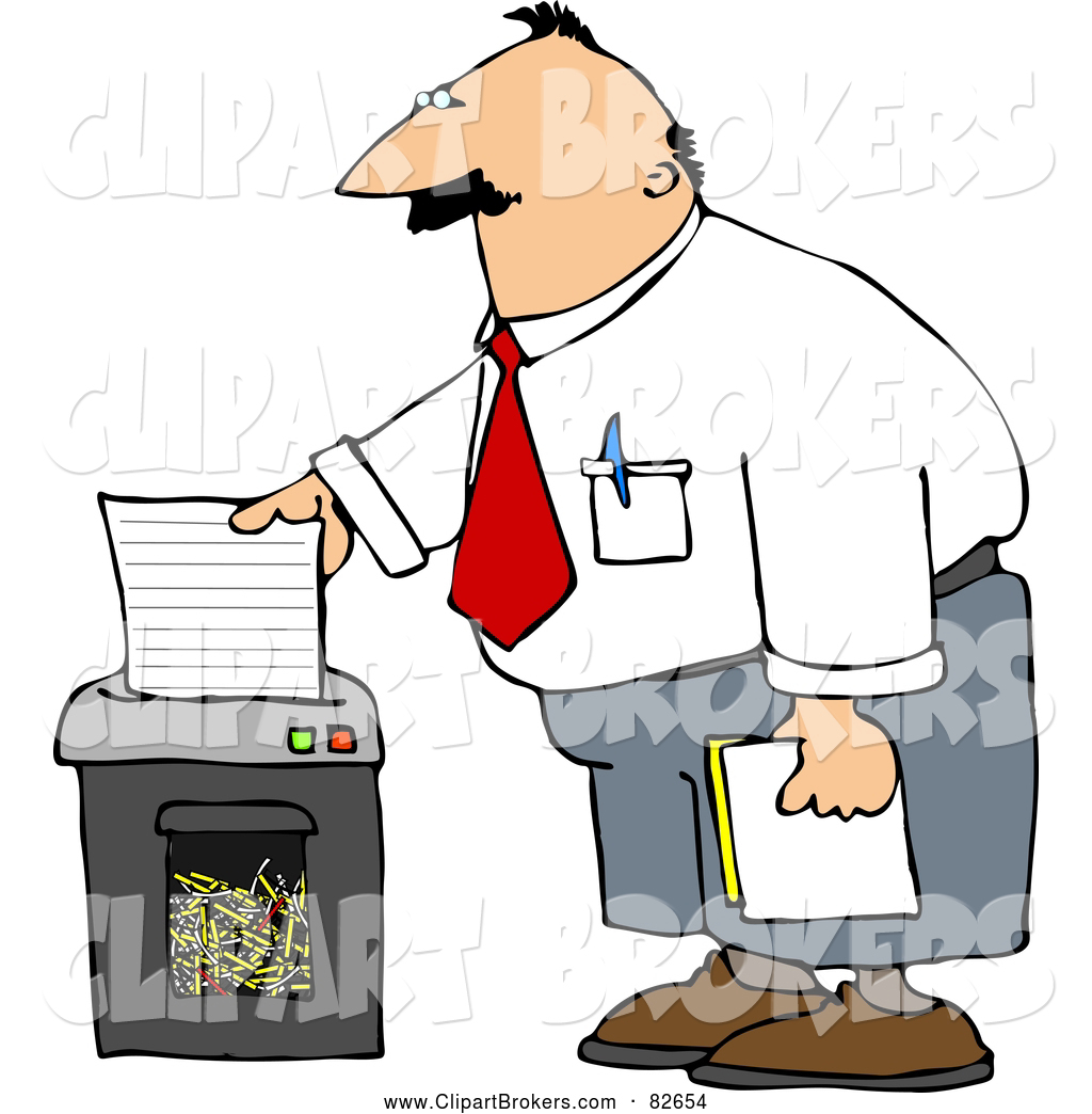 1024x1044 Clip Art Of A Office Man Shredding Confidential Papers By Djart