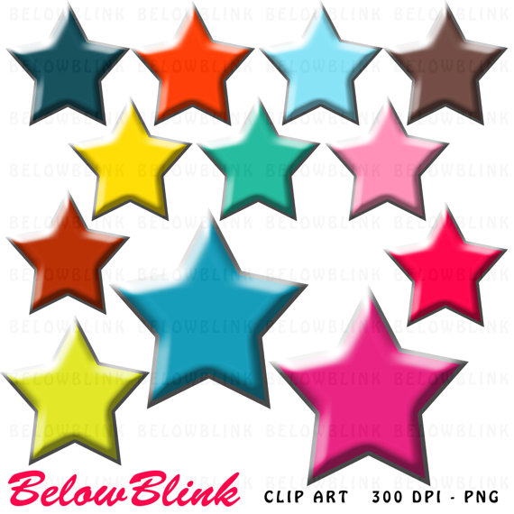 570x570 Colorful Stars Clipart Clip Art Digital Scrapbooking Commercial