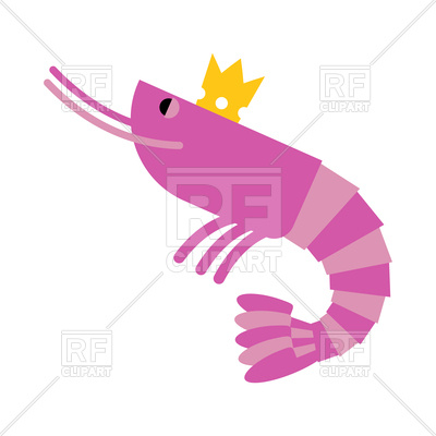 400x400 Royal Shrimp In Gold Crown Royalty Free Vector Clip Art Image