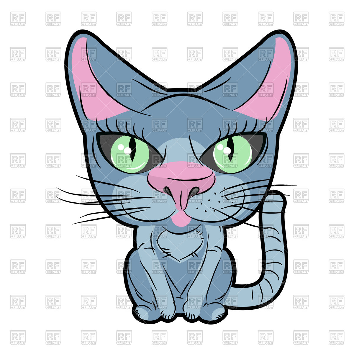 1200x1200 Cute Cat With Large Eyes Royalty Free Vector Clip Art Image