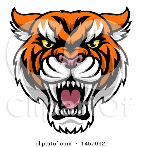 450x470 Clipart Of A Tough Tiger Mascot Face