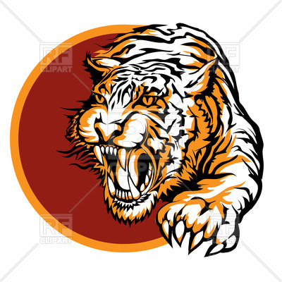 400x400 Roaring Tiger Logo Royalty Free Vector Clip Art Image