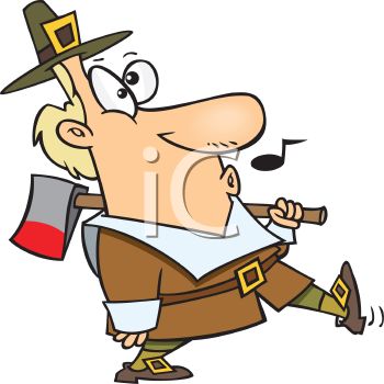 350x350 Funny Pilgrim Whistling While He Goes To Get The Thanksgiving