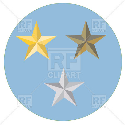 400x400 Golden, Silver And Bronze Stars Royalty Free Vector Clip Art Image