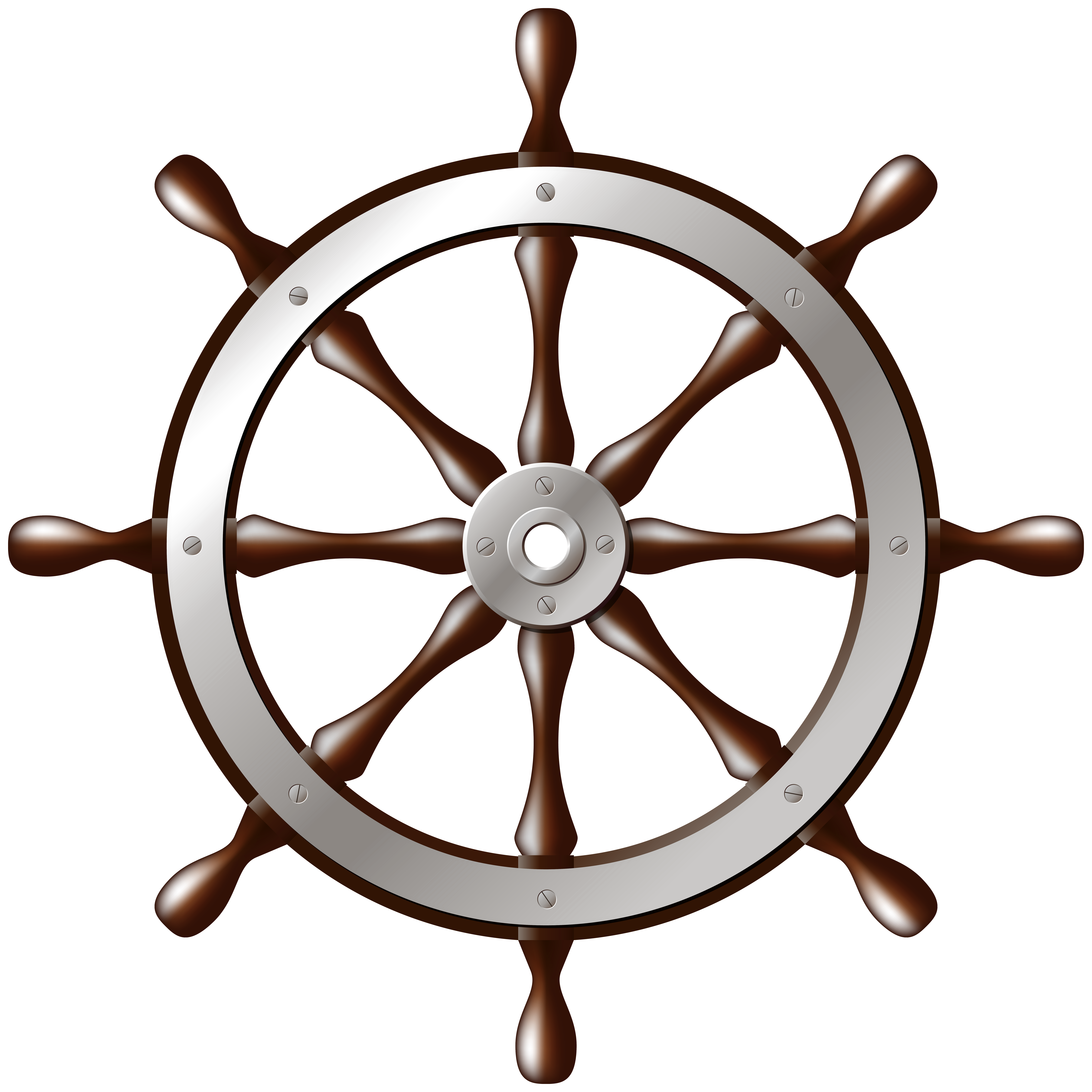 8000x8000 Ship Wheel Silver Png Clip Art